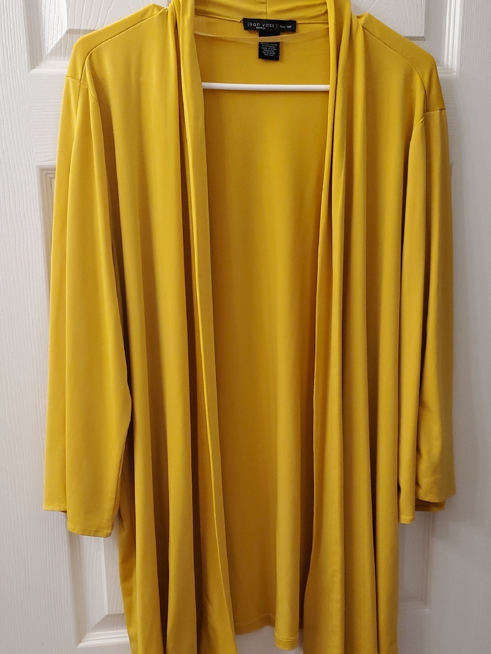 Joan Vass Draped Open-Front Cardigan in Mustard